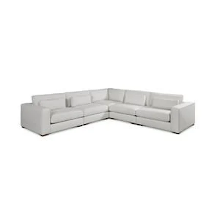 5 PC Contemporary L-Shaped Sectional with Wide Track Arms